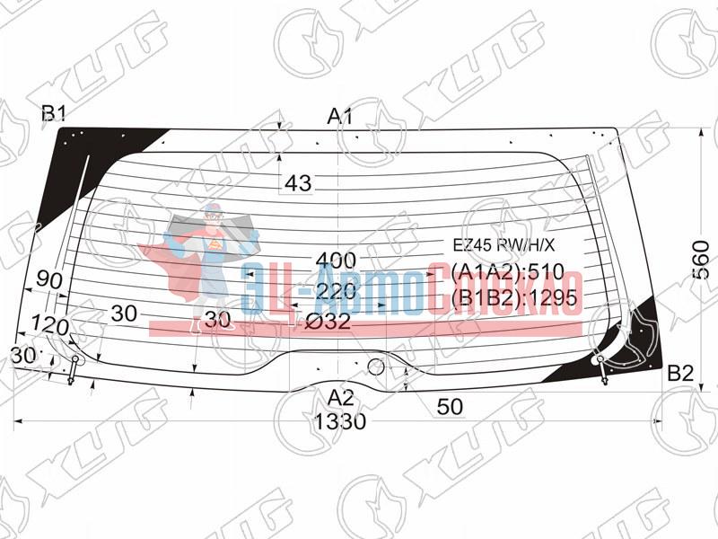 Стекло заднее с обогревом MITSUBISHI GRANDIS NA4W 03-09