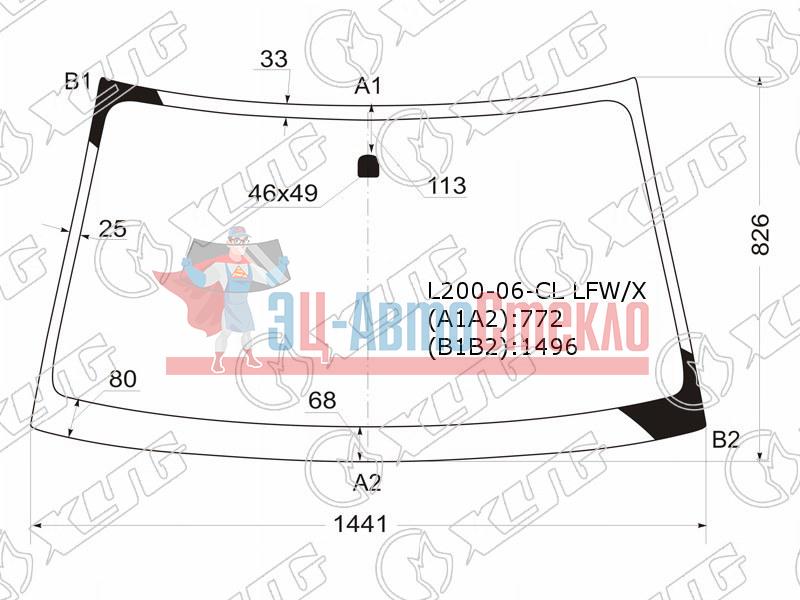 Стекло лобовое без полосы MITSUBISHI L200 06-15  /PAJERO /MONTERO SPORT 08-15