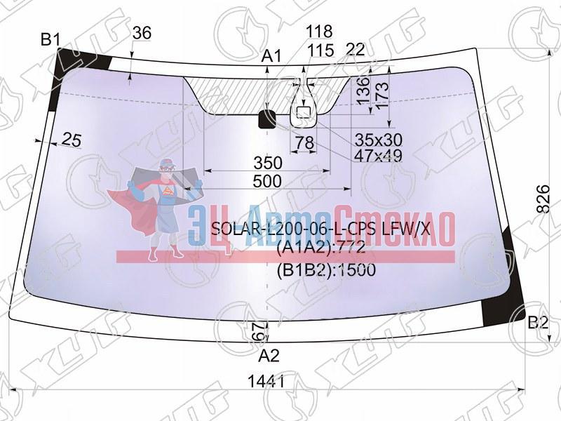 Стекло лобовое атермальное + дд MITSUBISHI L200 06-15  /PAJERO /MONTERO SPORT 08-15