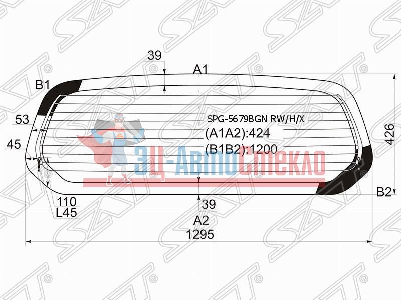 Стекло заднее с обогревом MITSUBISHI TRITON /L200 2 /4D 06-15