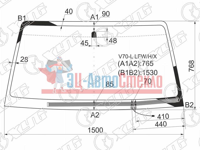 Стекло лобовое с обогревом щеток MITSUBISHI PAJERO 3 /5D 99-