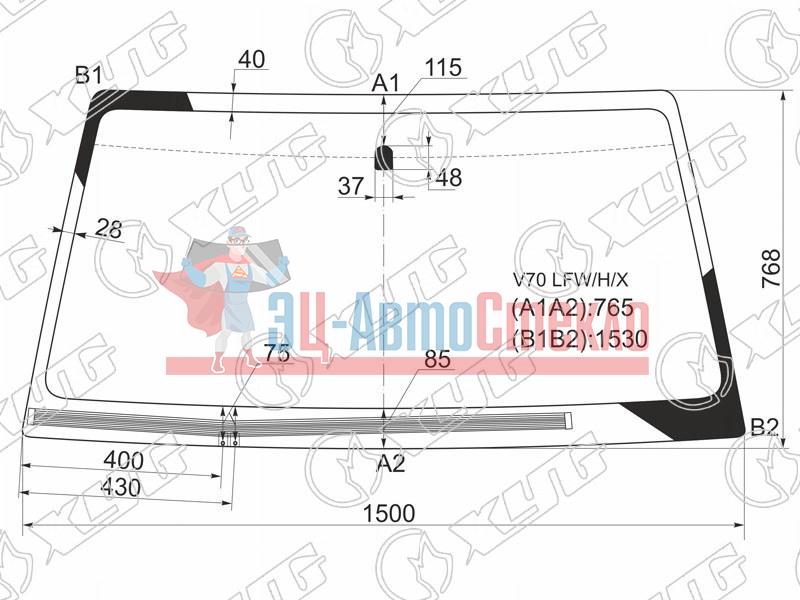 Стекло лобовое с обогревом щеток MITSUBISHI PAJERO 3 /5D 99-