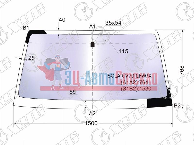 Стекло лобовое атермальное MITSUBISHI PAJERO 3 /5D 99-06 (Solar-X защита от ультрафиолета)