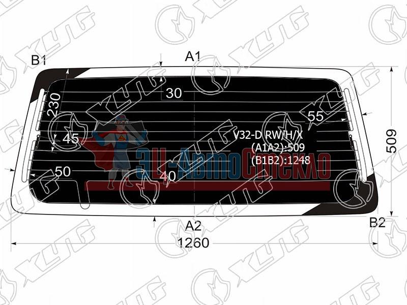 Стекло заднее затемненное с обогревом MITSUBISHI PAJERO /MONTERO 3 /5D 91-99