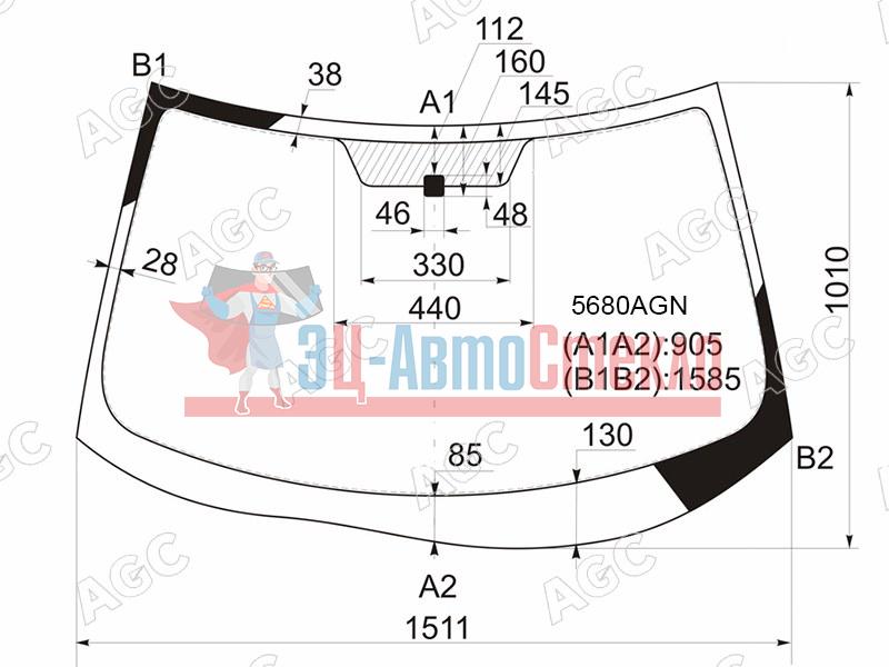Стекло лобовое MITSUBISHI OUTLANDER XL CW#W 05-12 /PEUGEOT 4007 07-12
