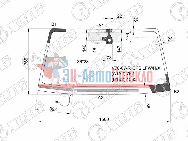 Стекло лобовое с обогревом щеток + дд MITSUBISHI PAJERO 3 /5D 06-