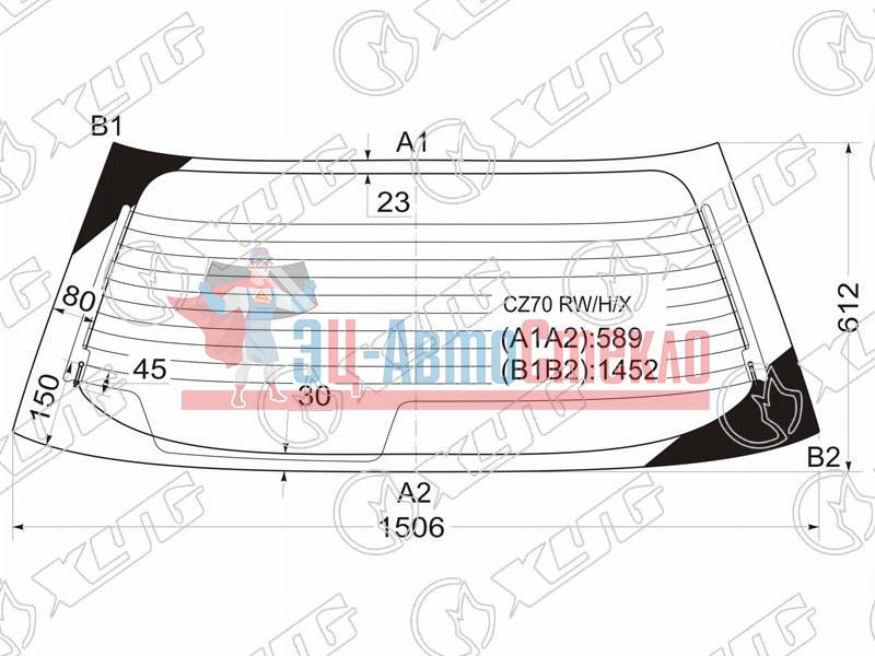 Стекло заднее с обогревом MITSUBISHI RVR 91-97