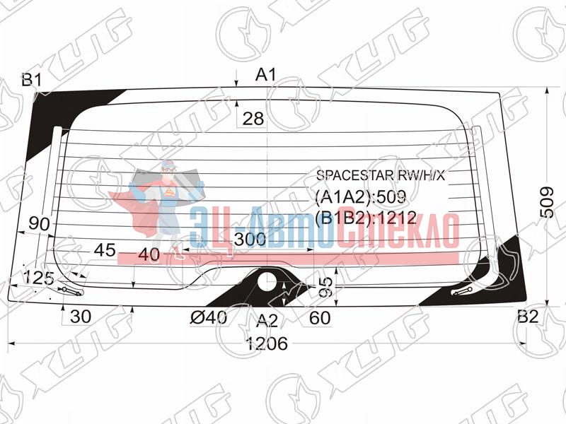 Стекло заднее с обогревом MITSUBISHI SPACESTAR MPV 98-05
