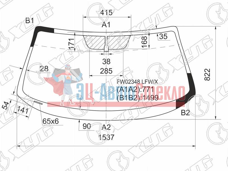 Стекло лобовое NISSAN FAIRLADY 350Z 2D CPE 02-08