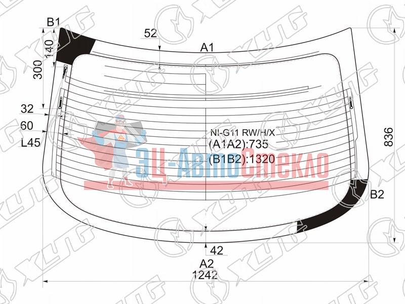 Стекло заднее с обогревом NISSAN ALMERA 12-  /BLUEBIRD SYLPHY 05-