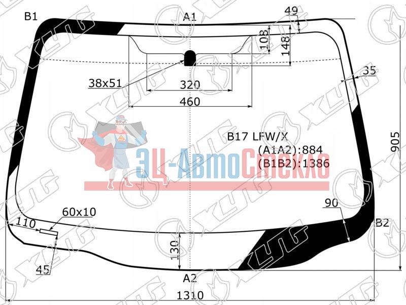 Стекло лобовое NISSAN ALMERA #B17 4D SED 12-