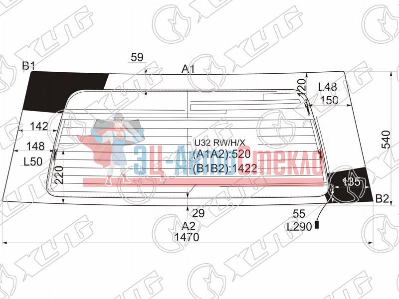 Стекло заднее с обогревом NISSAN BASSARA 99-03