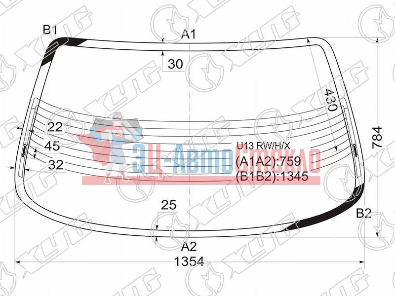 Стекло заднее с обогревом NISSAN BLUEBIRD 4D SED 91-95
