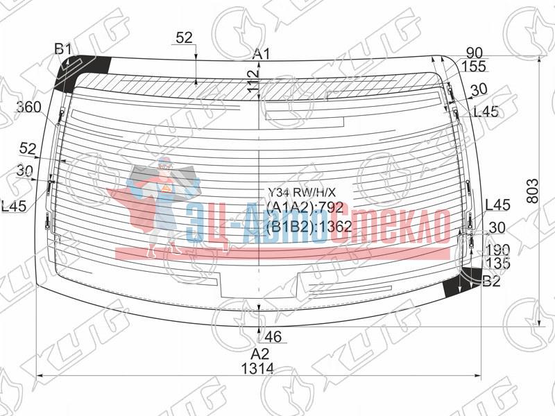 Стекло заднее с обогревом NISSAN CEDRIC /GLORIA 99-04