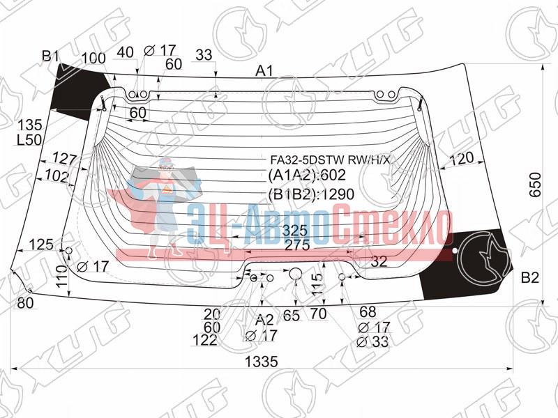 Стекло заднее с обогревом NISSAN CEFIRO 5D WGN 97-00