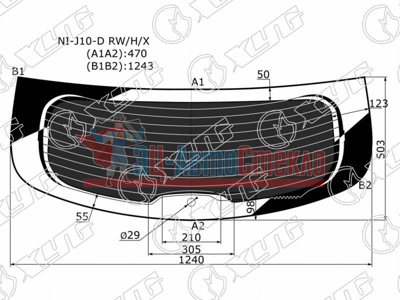 Стекло заднее затемненное с обогревом NISSAN QASHQAI 06-14
