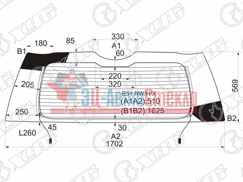 Стекло заднее с обогревом NISSAN ELGRAND 02-10