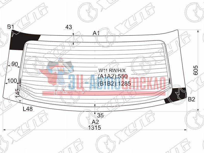 Стекло заднее с обогревом NISSAN EXPERT W11 98-05