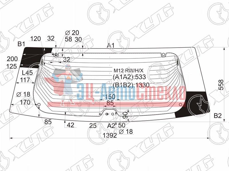 Стекло заднее с обогревом NISSAN PRAIRIE /LIBERTY 98-05