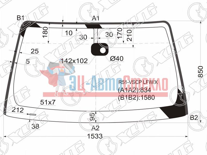 Стекло лобовое + дд NISSAN PATHFINDER 04-14 /NAVARA 05-15