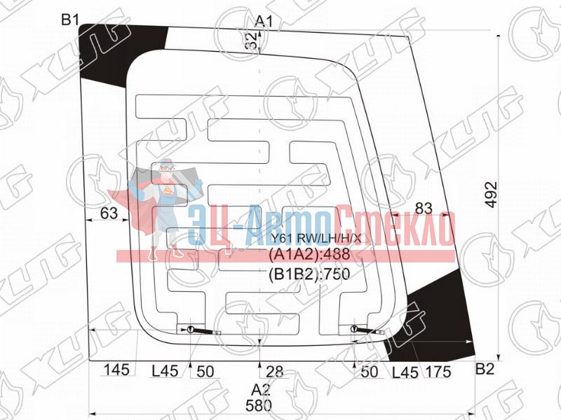 Стекло заднее (распашной двери) левое с обогревом NISSAN PATROL /SAFARI 3 /5D 97-10
