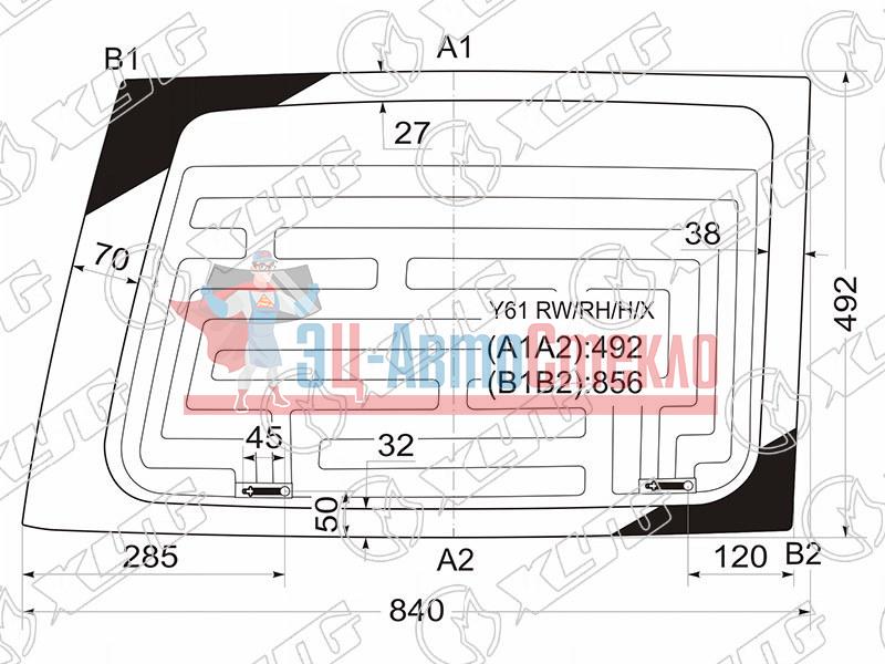Стекло заднее (распашной двери) правое с обогревом NISSAN PATROL /SAFARI 3 /5D 97-10