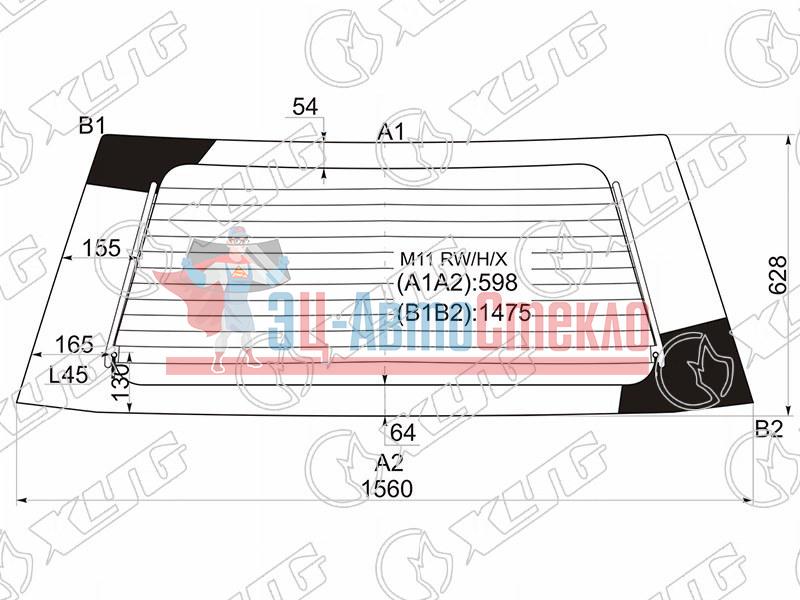 Стекло заднее с обогревом NISSAN PRAIRIE 88-98