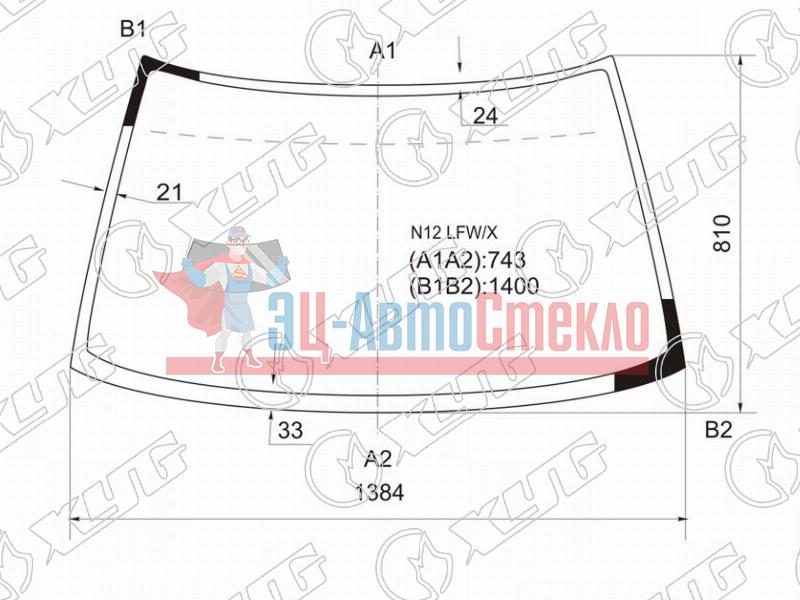 Стекло лобовое NISSAN PULSAR 4D SED 82-86