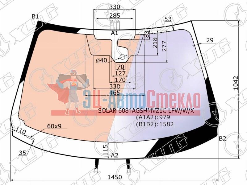 Стекло лобовое атермальное с полным обогревом + дд NISSAN QASHQAI 14-18 (Solar-X защита от ул