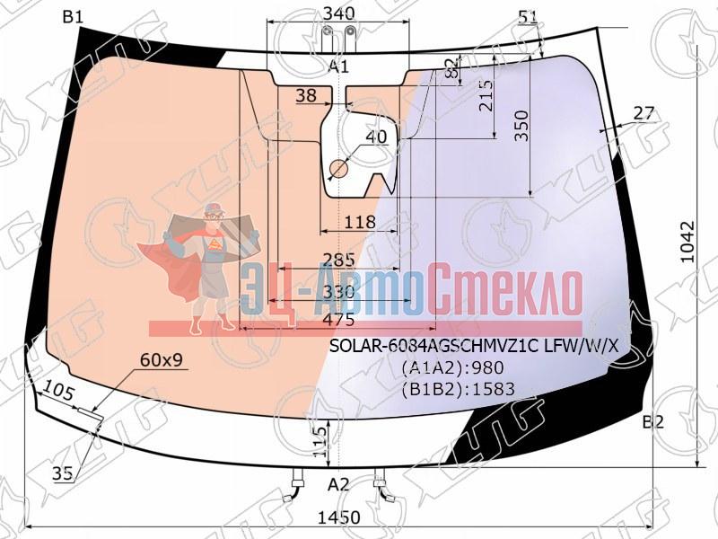 Стекло лобовое атермальное с полным обогревом + дд + камера NISSAN QASHQAI II 14-18 (Solar-X з