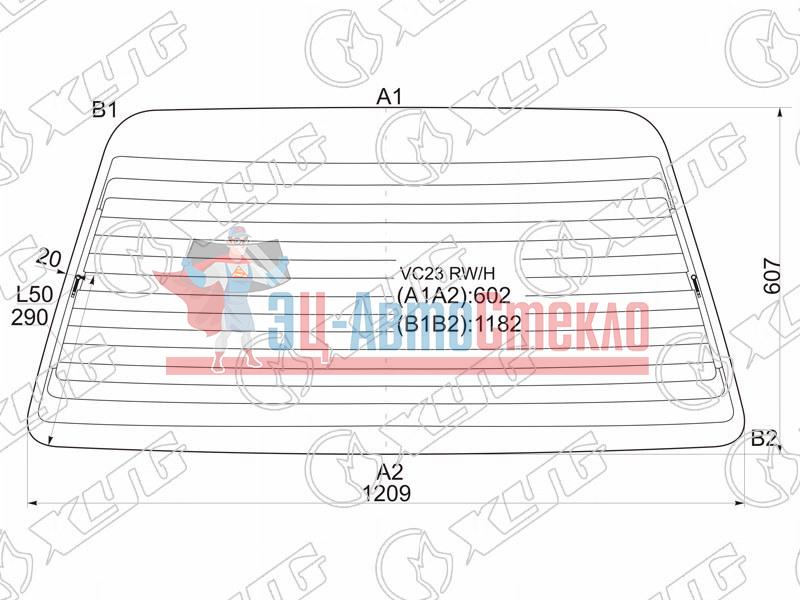 Стекло заднее с обогревом в резинку NISSAN SERENA 91-99