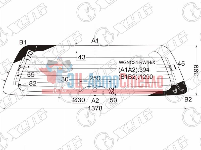 Стекло заднее с обогревом NISSAN STAGEA 96-01