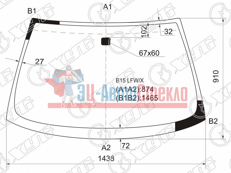 Стекло лобовое NISSAN SUNNY /SENTRA 4D 98-04