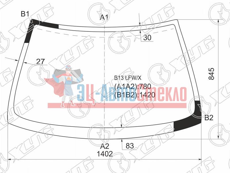Стекло лобовое NISSAN SUNNY /SENTRA 4D SED 90-93