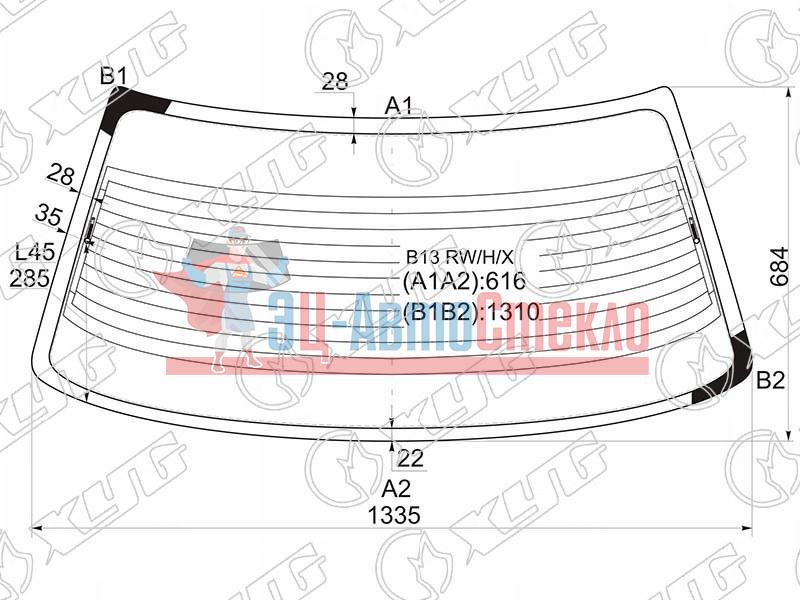 Стекло заднее с обогревом NISSAN SUNNY /SENTRA /TSURU 4D SED 90-93