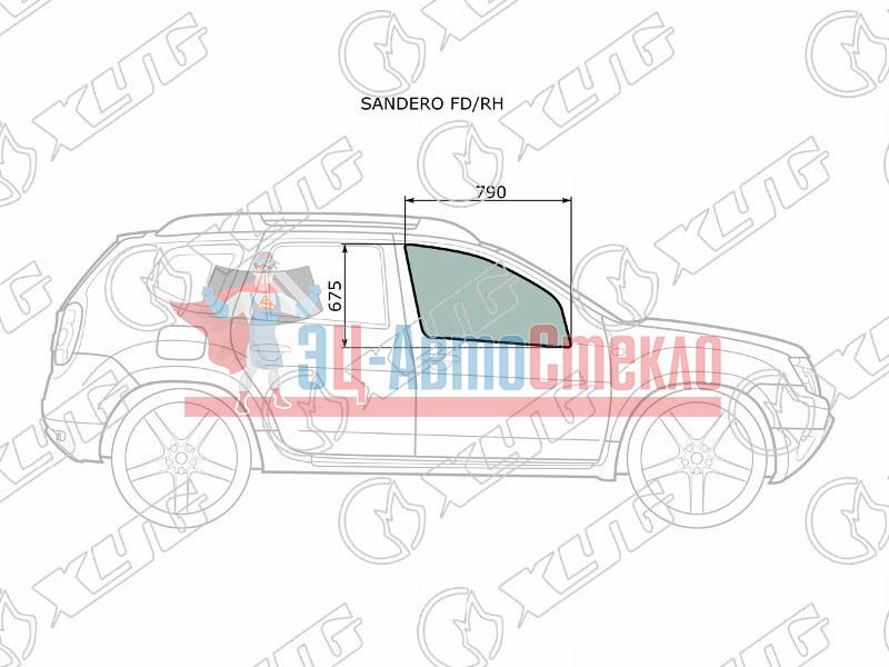 Стекло переднее правое опускное RENAULT SANDERO 08-14 /RENAULT DUSTER 10- /NISSAN TERRANO 14-