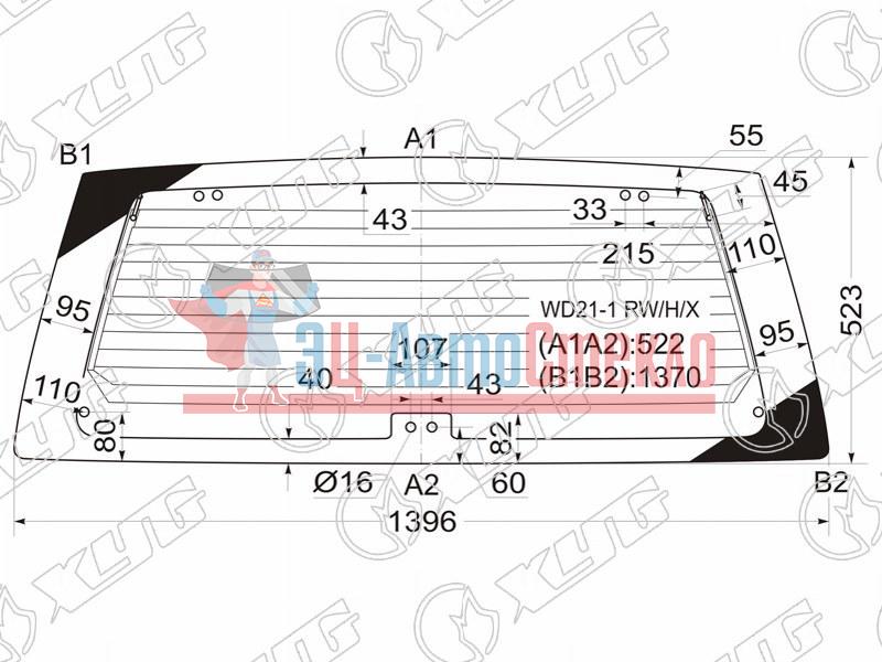Стекло заднее с обогревом (8 отв) NISSAN TERRANO /PATHFIDER 3 /5D 89-95