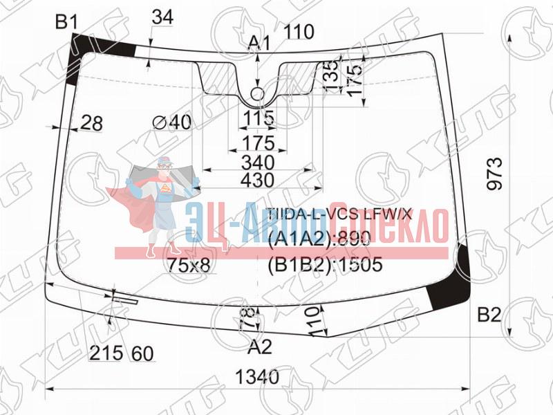 Стекло лобовое + дд NISSAN TIIDA 4 /5D 04-14