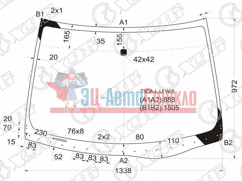Стекло лобовое NISSAN TIIDA 4 /5D 04-14