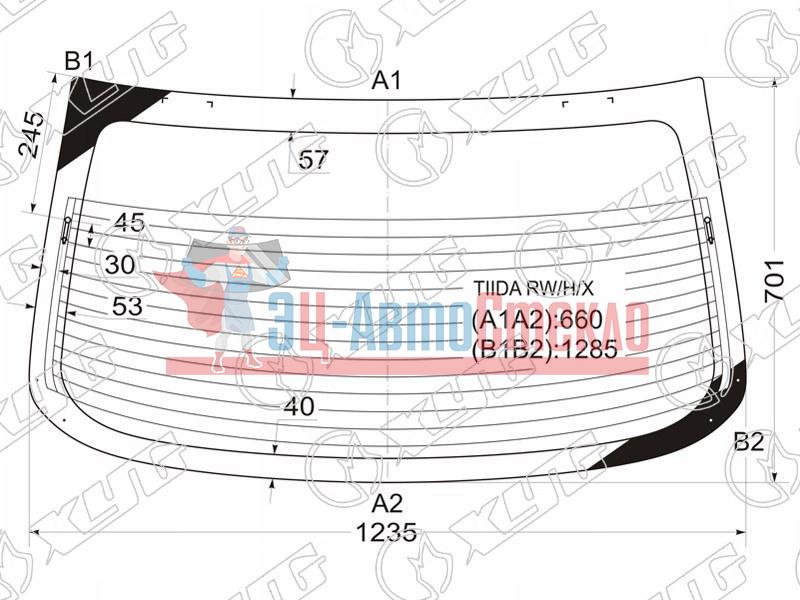 Стекло заднее с обогревом NISSAN TIIDA 4D 04-14