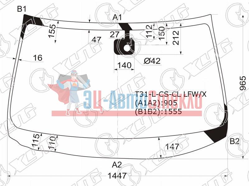 Стекло лобовое + дд без полосы NISSAN X-TRAIL 07-10