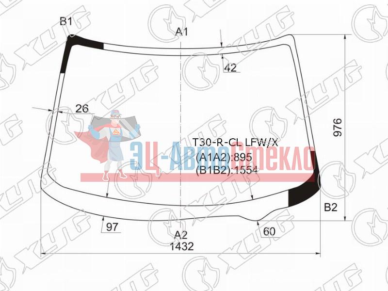 Стекло лобовое без полосы NISSAN X-TRAIL RHD 00-07