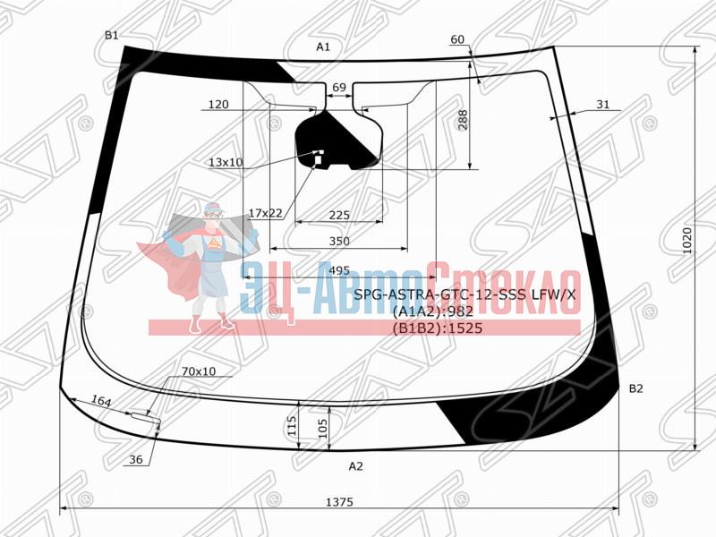 Стекло лобовое + дд OPEL ASTRA J 3D HBK 11-