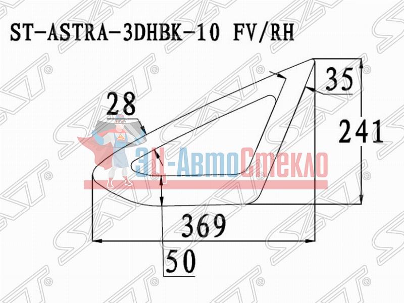 Стекло форточки (уголок) переднее правое OPEL ASTRA J 3D HBK 11-