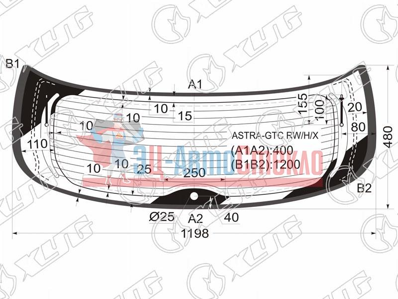 Стекло заднее с обогревом OPEL ASTRA GTC 3D HBK 05-11