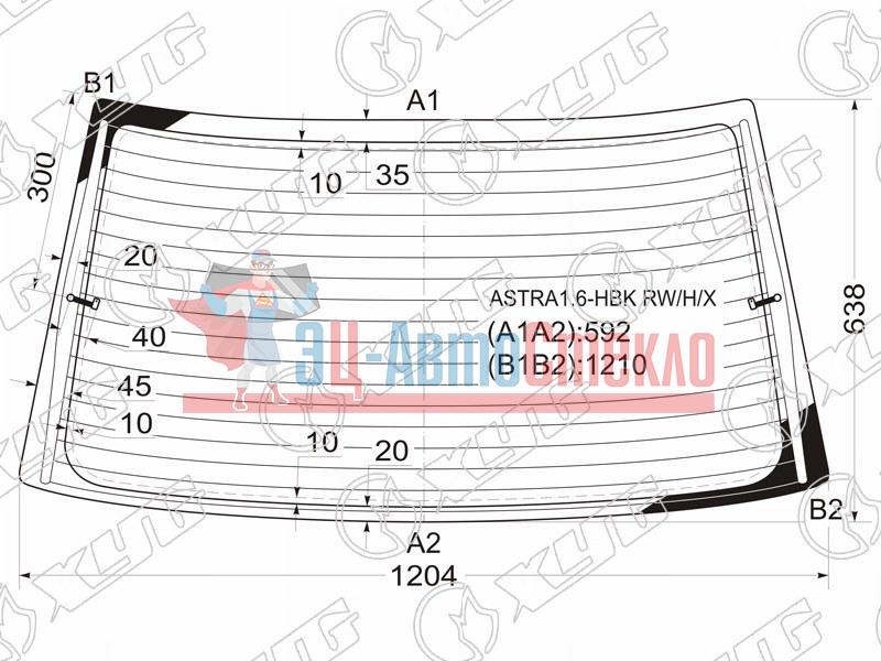 Стекло заднее с обогревом OPEL ASTRA 3 /5D HBK 91-98