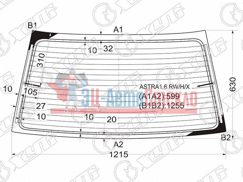 Стекло заднее с обогревом OPEL ASTRA 4D SED 91-98