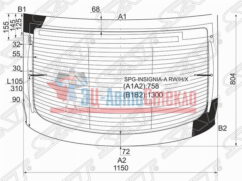 Стекло заднее с обогревом OPEL INSIGNIA 4D SED 08-16