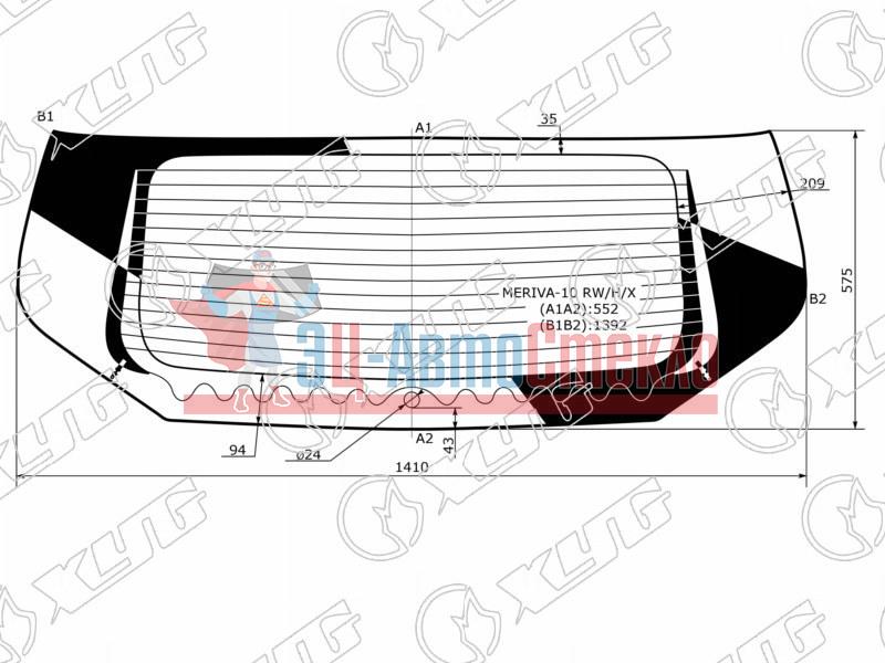 Стекло заднее с обогревом OPEL MERIVA (B) MPV 10-
