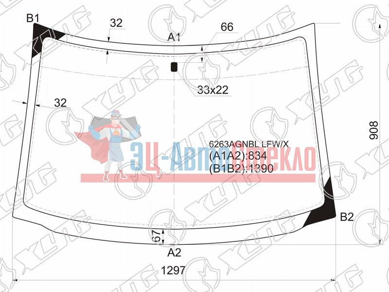 Стекло лобовое OPEL TIGRA 2D CPE 94-01